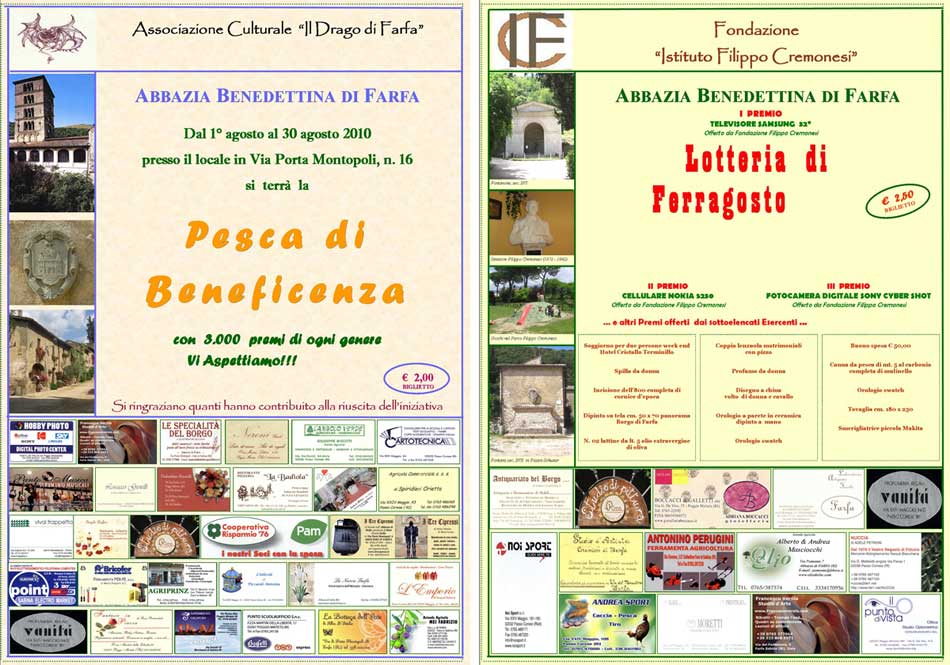 Lotteria di ferragosto e pesca di beneficenza presso l'Abbazia Benedettina di Farfa