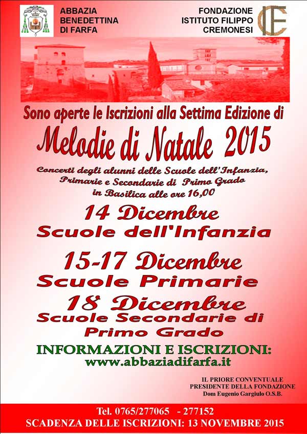 Adesioni aperte per “Melodie di Natale” – dal 14 al 18 dicembre 2015