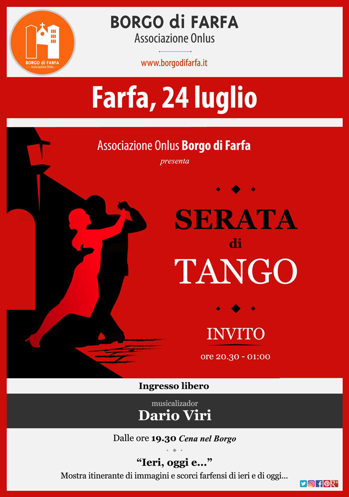 Serata di Tango a Farfa il 24 luglio 2017