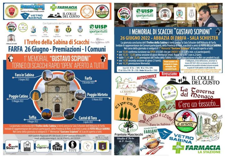 Memorial di scacchi "Gustavo Scipioni" all'Abbazia di Farfa!